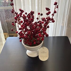 Threshold Red Berry Faux Arrangement in White Urn
